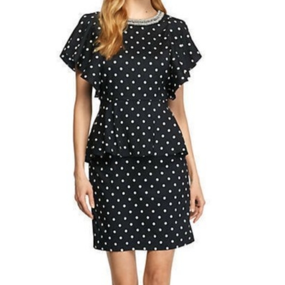 The Limited Dresses & Skirts - The Limited Blue & White Peplum Style Dress, 10